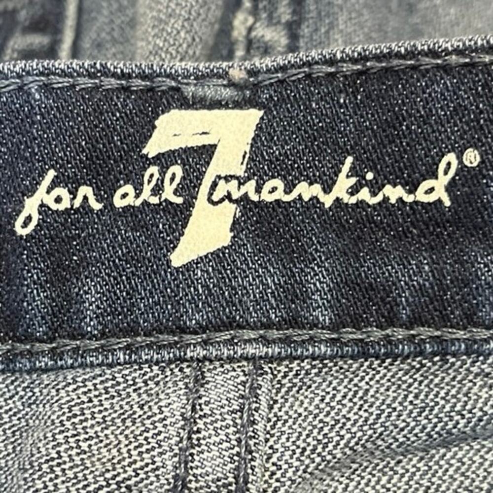 7 For All Mankind Dark Wash Low Rise Frayed Hem Cut Off Denim Jeans Shorts 27 - Picture 4 of 5